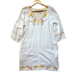 Calypso St. Barth Embroidered White Linen Blend Tunic Mini Dress Size XS